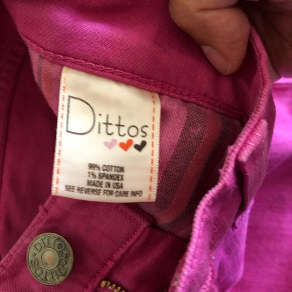 Y2K Dittos Fuchsia Pink Ankle Cropped Jeans Scalloped zippered size 26 - Picture 8 of 8